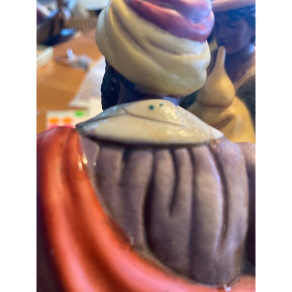 Hand-Painted Ceramic Wise Man Figurine Holding Incense Yellow Red Purple - Picture 14 of 16